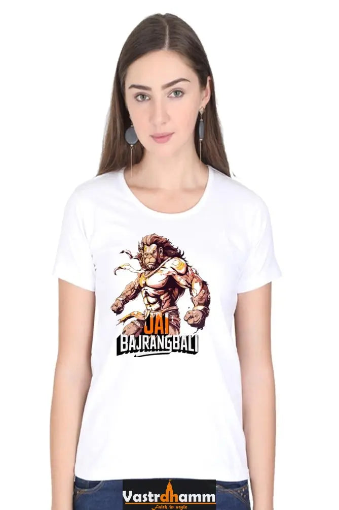 Hanuman Strong Round Neck Half Sleeve Classic T-Shirts for Women Vastrdhamm