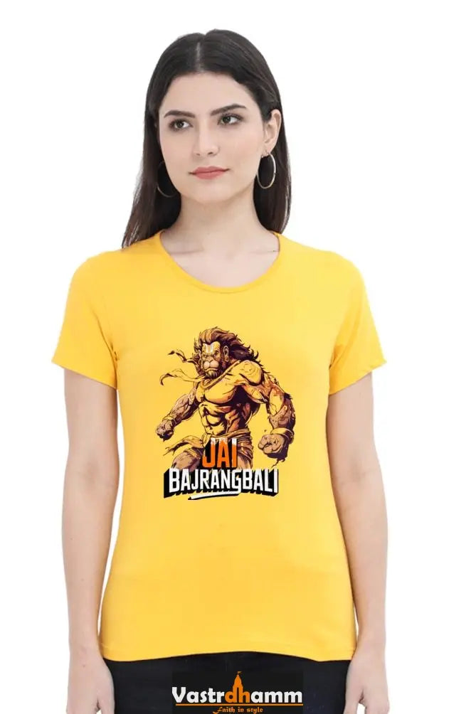 Hanuman Strong Round Neck Half Sleeve Classic T-Shirts for Women Vastrdhamm