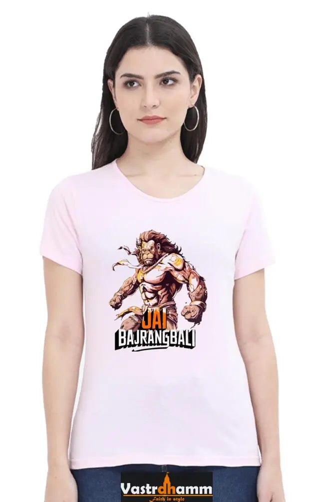 Hanuman Strong Round Neck Half Sleeve Classic T-Shirts for Women Vastrdhamm