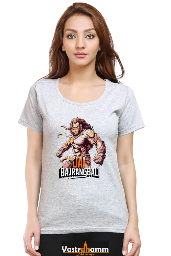 Hanuman Strong Round Neck Half Sleeve Classic T-Shirts for Women Vastrdhamm