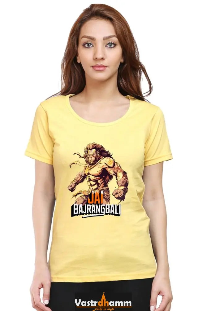 Hanuman Strong Round Neck Half Sleeve Classic T-Shirts for Women Vastrdhamm