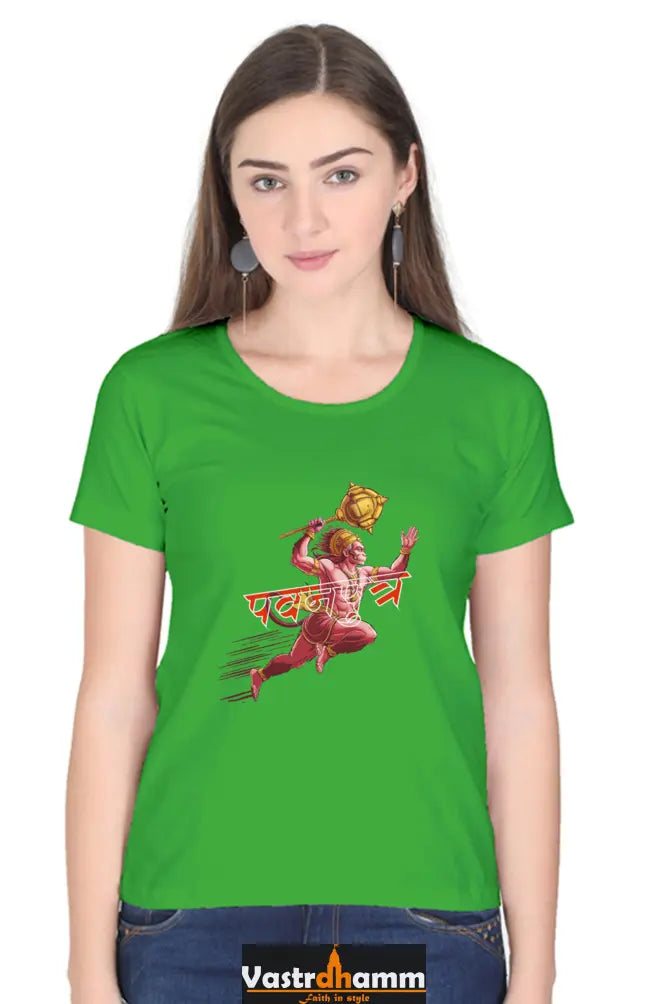 Hanuman Super Strength Round Neck Half Sleeve Classic T-Shirts for Women Vastrdhamm