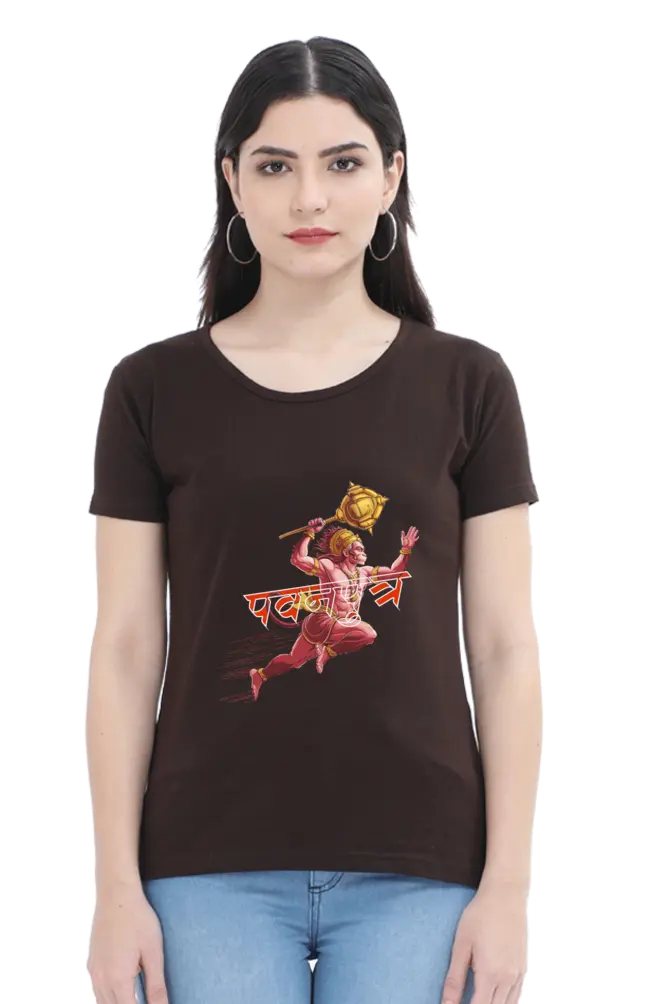 Hanuman Super Strength Round Neck Half Sleeve Classic T-Shirts for Women Vastrdhamm