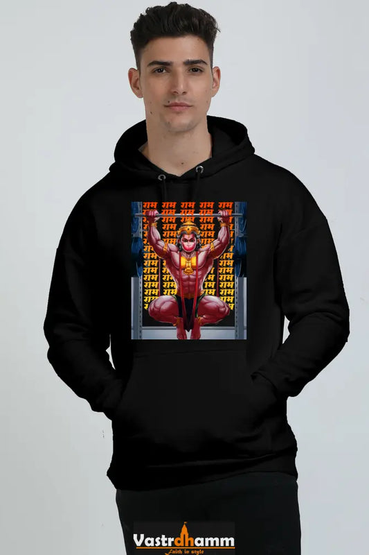 Hanuman Supreme Devotion Oversized Hooded Sweatshirt T-Shirts for Men Vastrdhamm