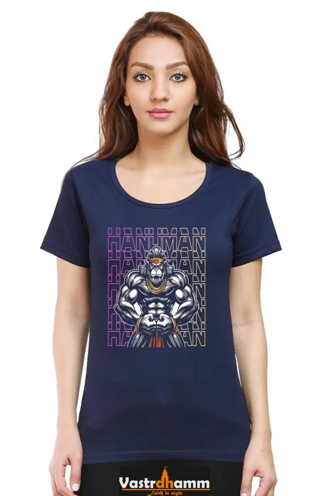 Hanuman Unbreakable Spirit Round Neck Half Sleeve Classic T-Shirts for Women Vastrdhamm