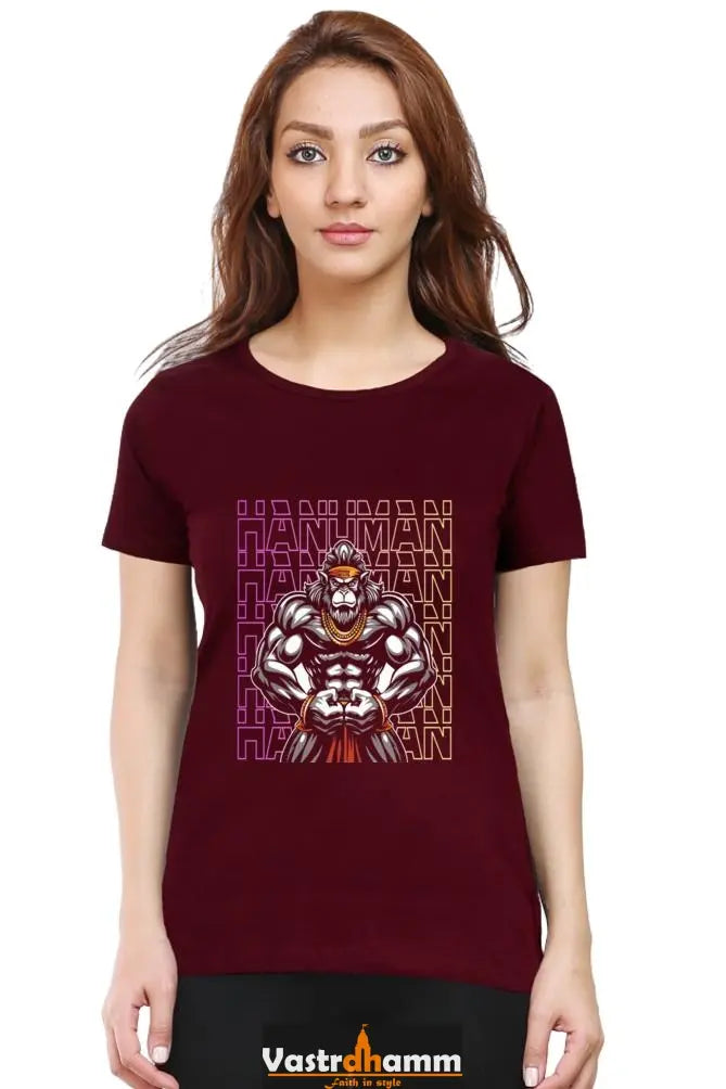 Hanuman Unbreakable Spirit Round Neck Half Sleeve Classic T-Shirts for Women Vastrdhamm