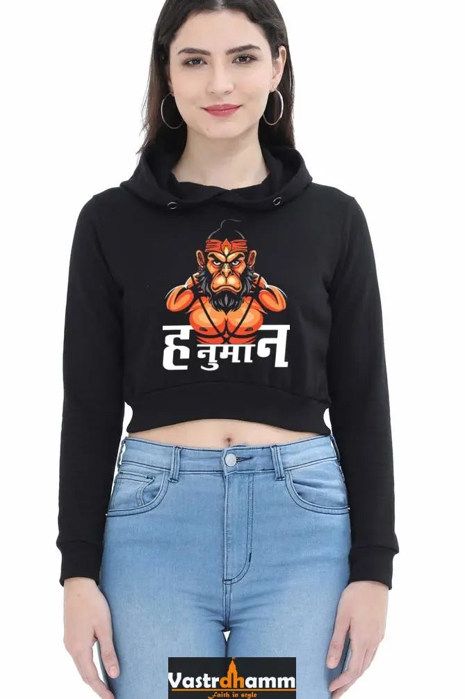 Hanuman Unbreakable SpiritCrop Hoodies for Women Vastrdhamm