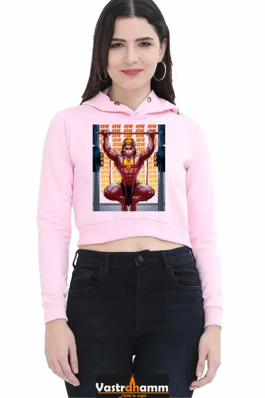 Hanuman Unstoppable ForceCrop Hoodies for Women Vastrdhamm