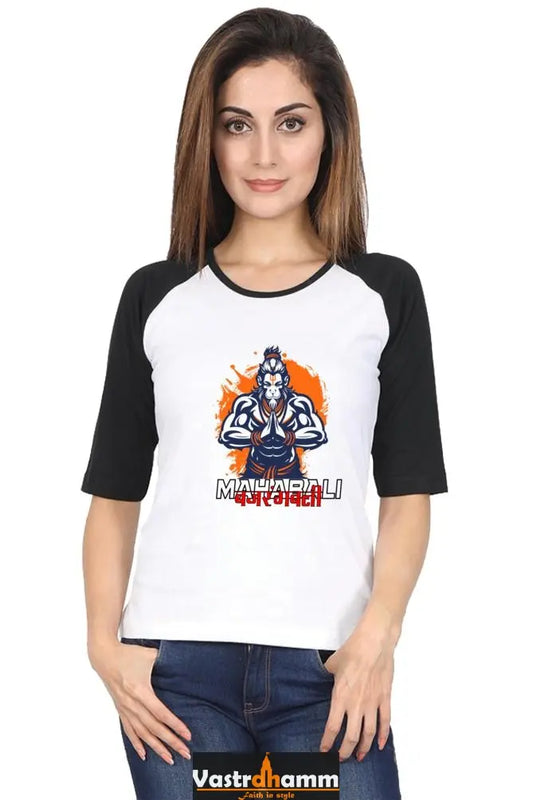 Hanuman Valor Raglan Full Sleeve T-Shirts for Women Vastrdhamm