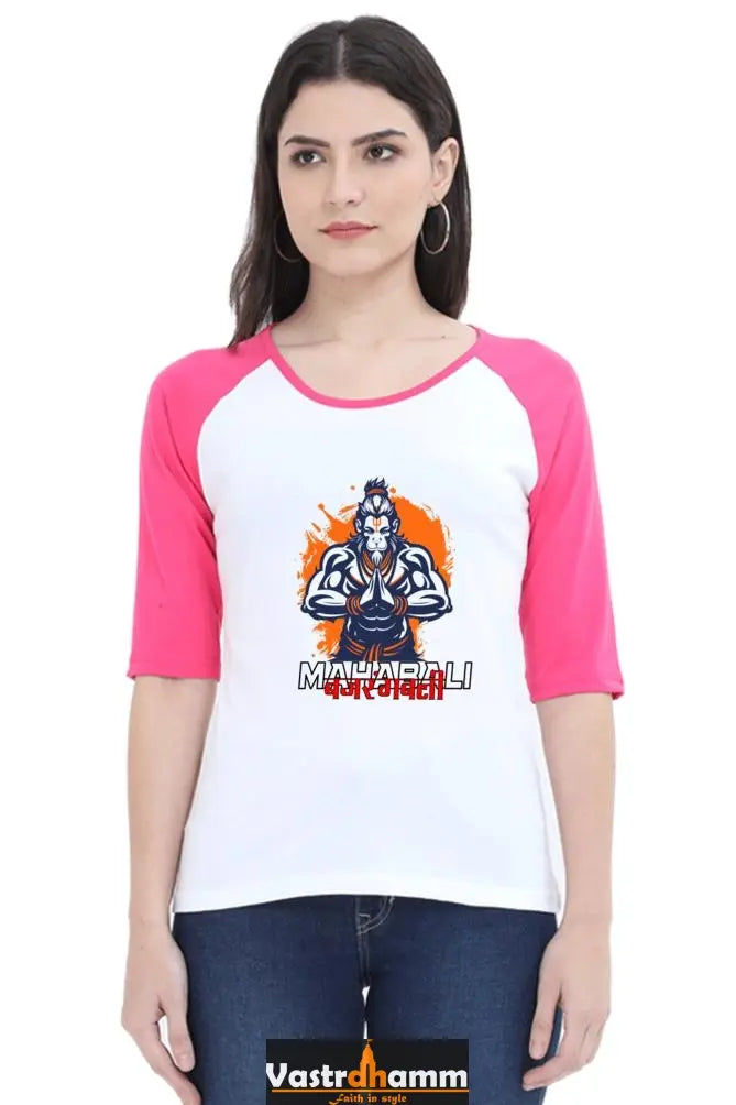 Hanuman Valor Raglan Full Sleeve T-Shirts for Women Vastrdhamm