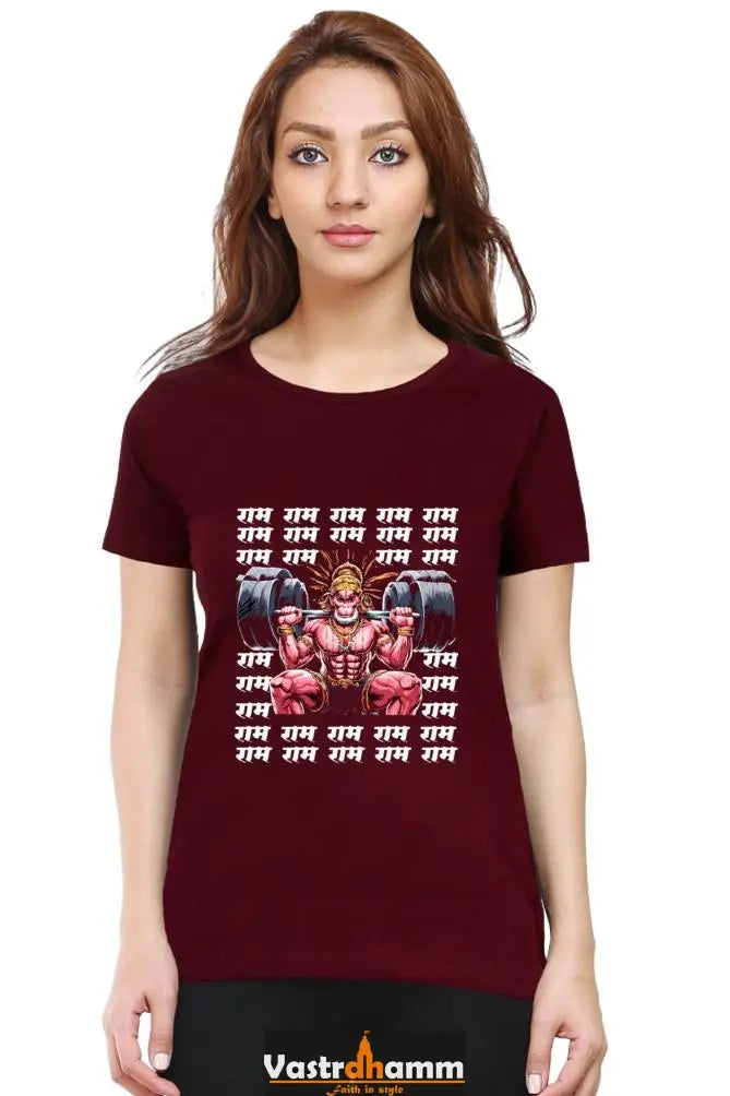 Hanuman Valor Round Neck Half Sleeve Classic T-Shirts for Women Vastrdhamm