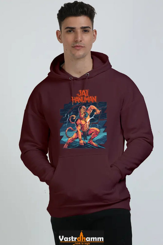 Hanuman Valor Unleashed Oversized Hooded Sweatshirt T-Shirts for Men Vastrdhamm