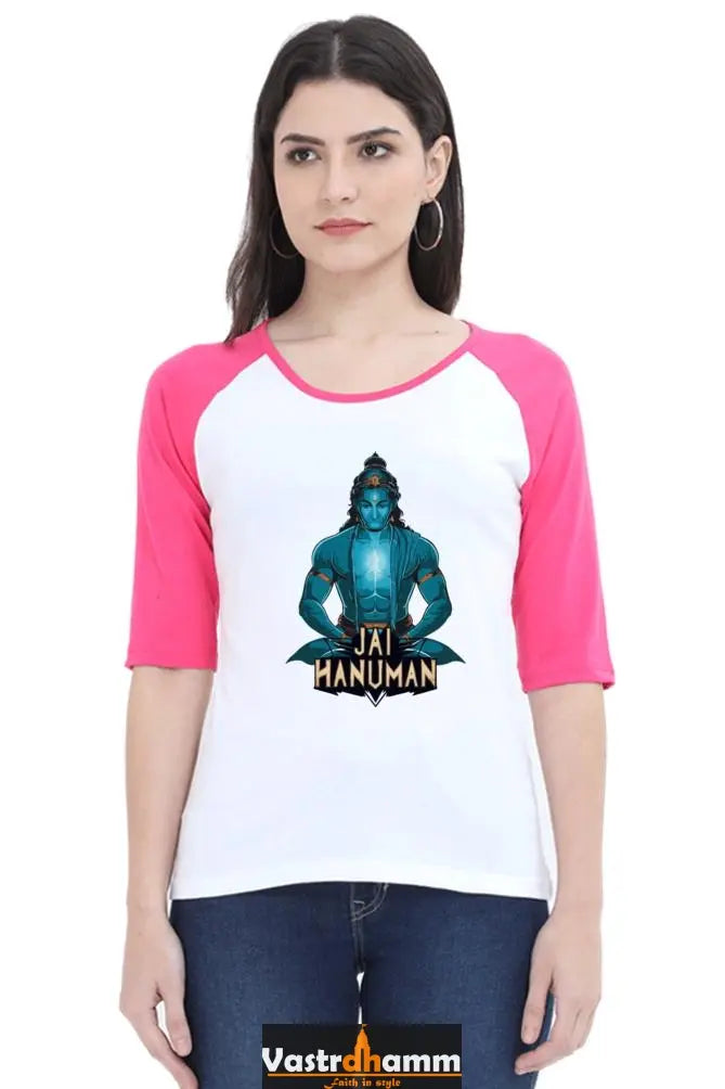 Hanuman Valor Unleashed Raglan Full Sleeve T-Shirts for Women Vastrdhamm