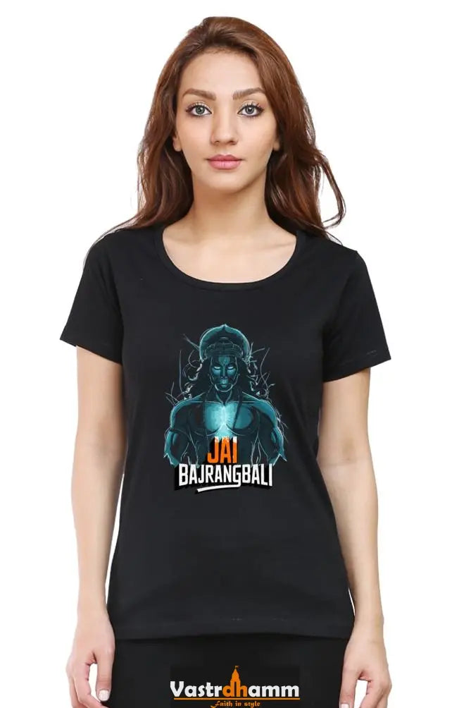 Hanuman Valor Unleashed Round Neck Half Sleeve Classic T-Shirts for Women Vastrdhamm