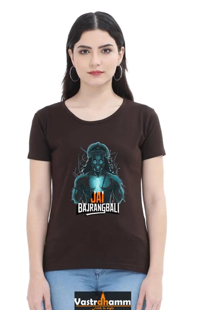 Hanuman Valor Unleashed Round Neck Half Sleeve Classic T-Shirts for Women Vastrdhamm