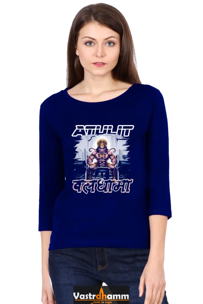 Hanuman ValorRound Neck Full Sleeve T-Shirts for Women Vastrdhamm