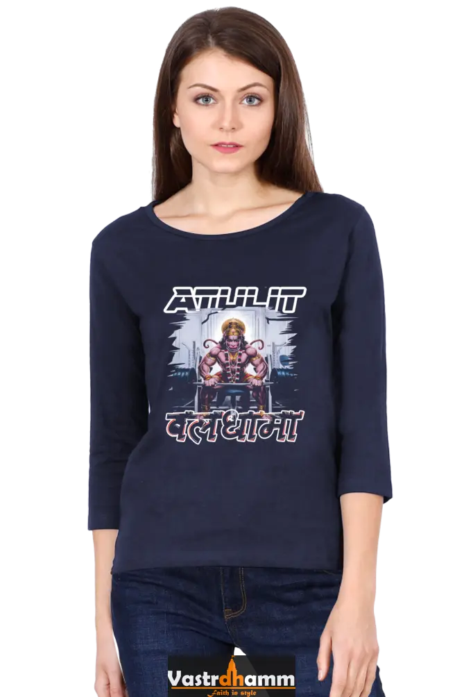 Hanuman ValorRound Neck Full Sleeve T-Shirts for Women Vastrdhamm