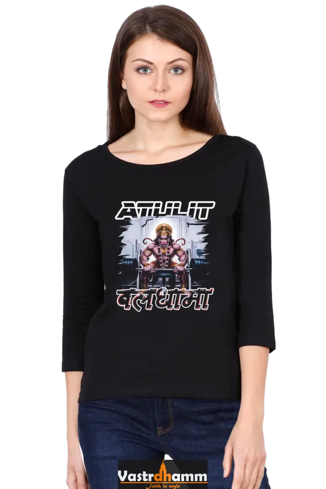 Hanuman ValorRound Neck Full Sleeve T-Shirts for Women Vastrdhamm