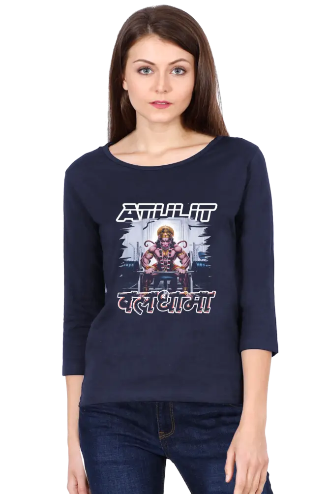 Hanuman ValorRound Neck Full Sleeve T-Shirts for Women Vastrdhamm