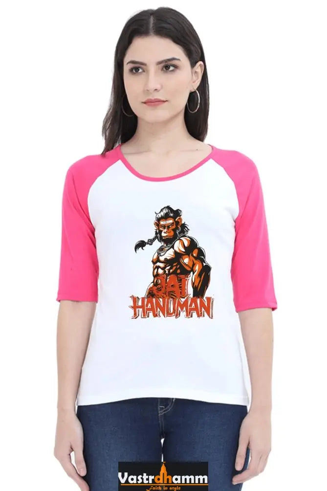 Hanuman Warrior Spirit Raglan Full Sleeve T-Shirts for Women Vastrdhamm