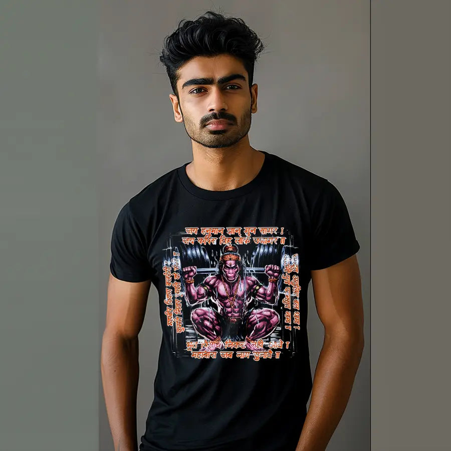 Hanuman Ji at the Gym T-Shirt | Regular Fit Vastrdhamm