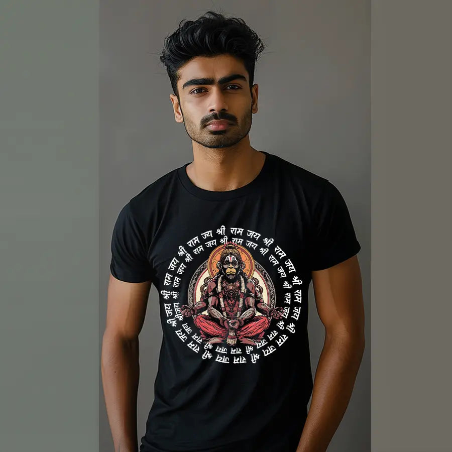 Hanuman in Meditation T-Shirt | Regular Fit Vastrdhamm