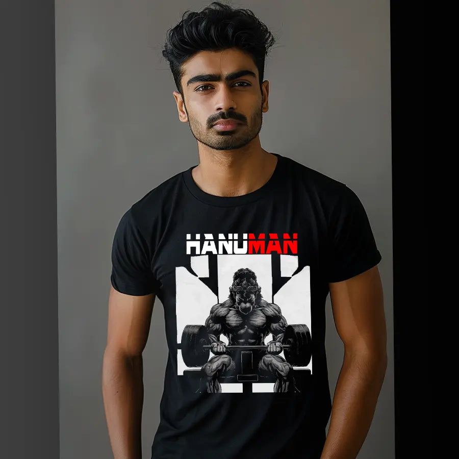 Hanuman Ji The Mighty Gym Warrior T-Shirt | Regular Fit Vastrdhamm