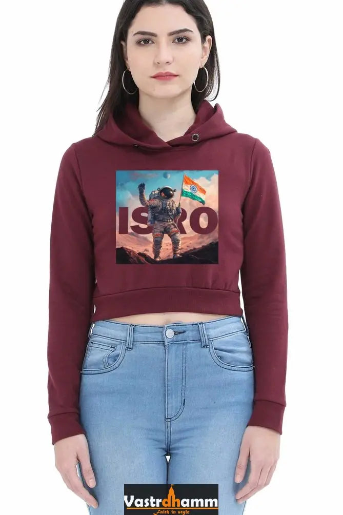 ISRO Space Explorer Crop Hoodies for Women Vastrdhamm