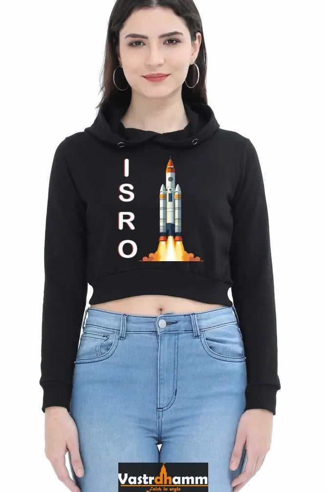 ISRO Space Explorer Crop Hoodies for Women Vastrdhamm