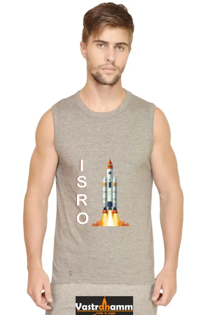 ISRO Space Explorer Round Neck Sleeveless T-Shirts for Men Vastrdhamm