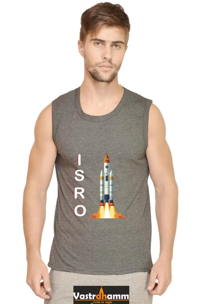 ISRO Space Explorer Round Neck Sleeveless T-Shirts for Men Vastrdhamm