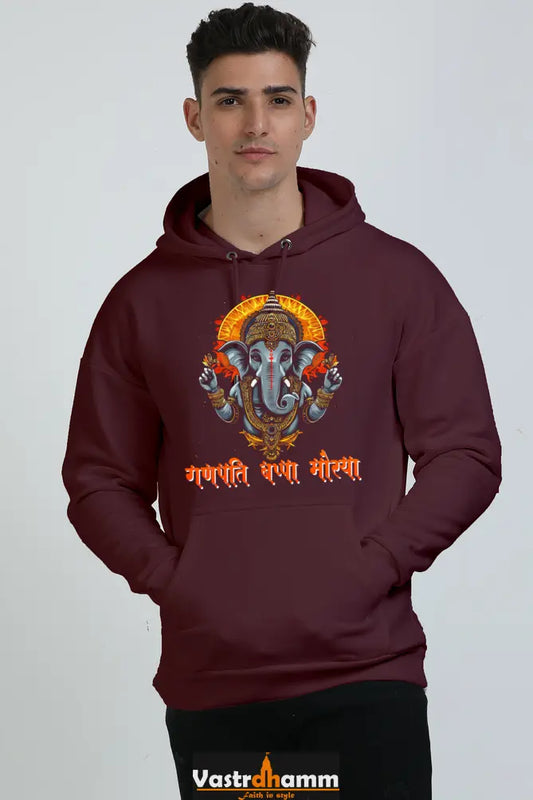 Jai Ganesha Blessings Oversized Hooded Sweatshirt T-Shirts for Men Vastrdhamm