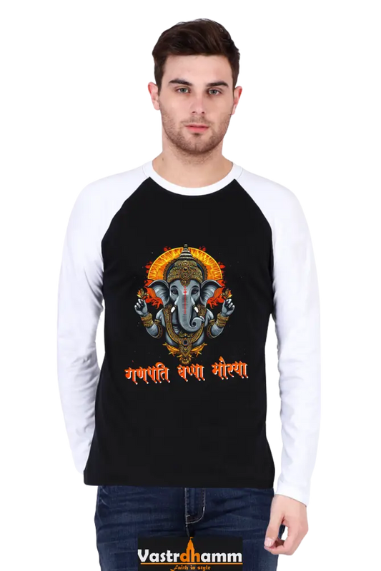 Jai Ganesha Blessings Raglan Full Sleeve T-Shirts for Men Vastrdhamm