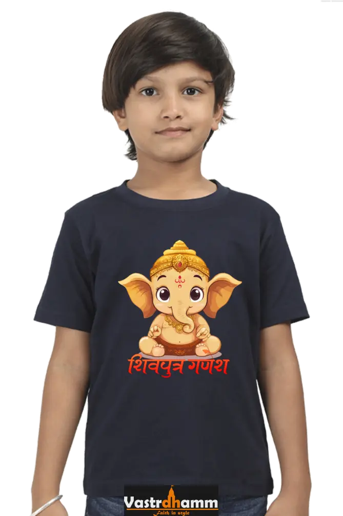 Jai Ganesha Glory Round Neck Half Sleeve Classic T-Shirts for Boy Vastrdhamm