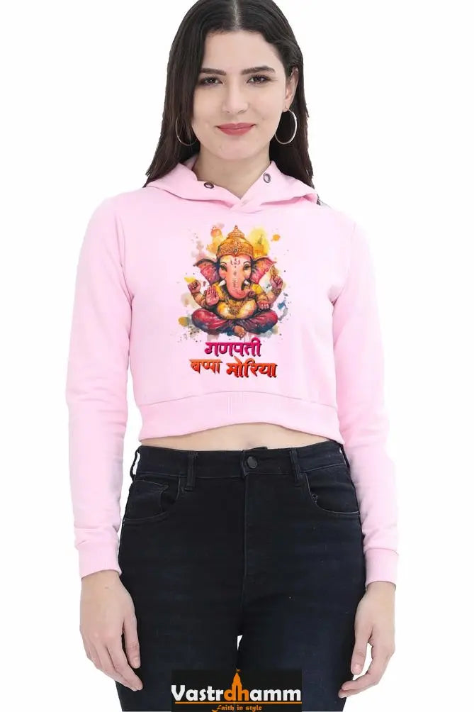 Jai Ganesha GuidanceCrop Hoodies for Women Vastrdhamm