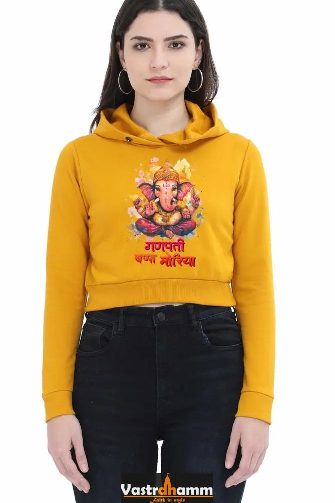 Jai Ganesha GuidanceCrop Hoodies for Women Vastrdhamm