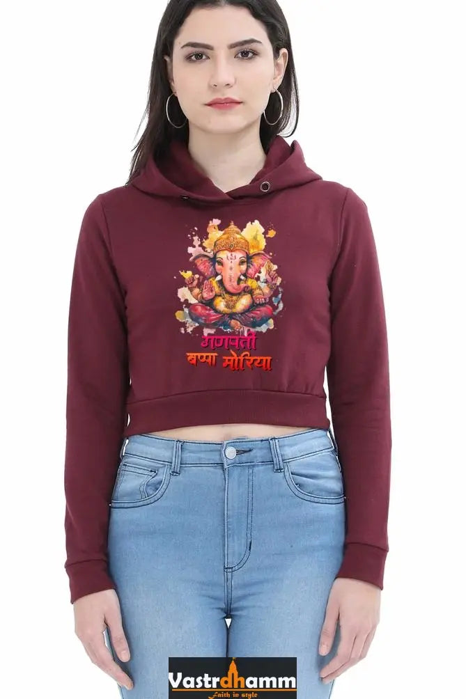 Jai Ganesha GuidanceCrop Hoodies for Women Vastrdhamm