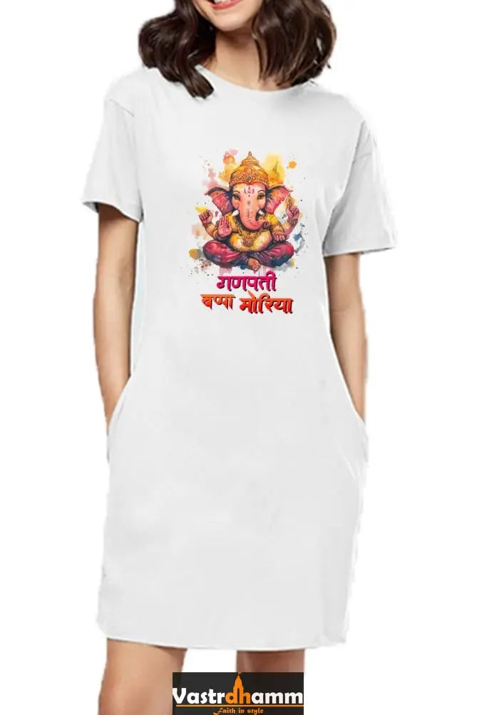 Jai Ganesha SpiritT-Shirts Dress for Women Vastrdhamm