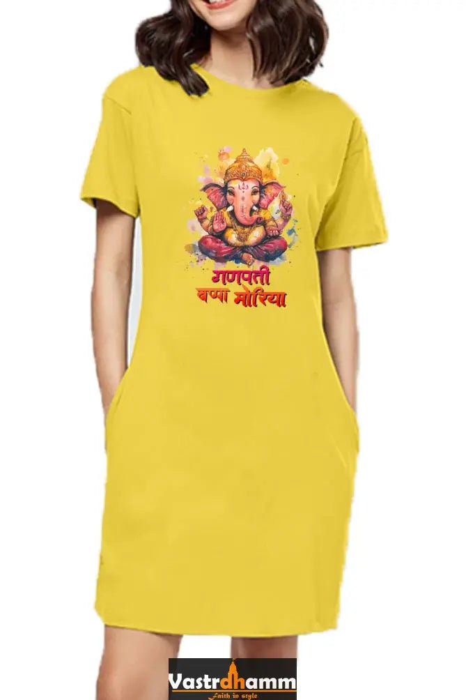 Jai Ganesha SpiritT-Shirts Dress for Women Vastrdhamm