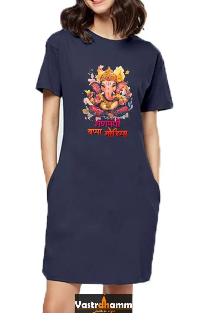 Jai Ganesha SpiritT-Shirts Dress for Women Vastrdhamm