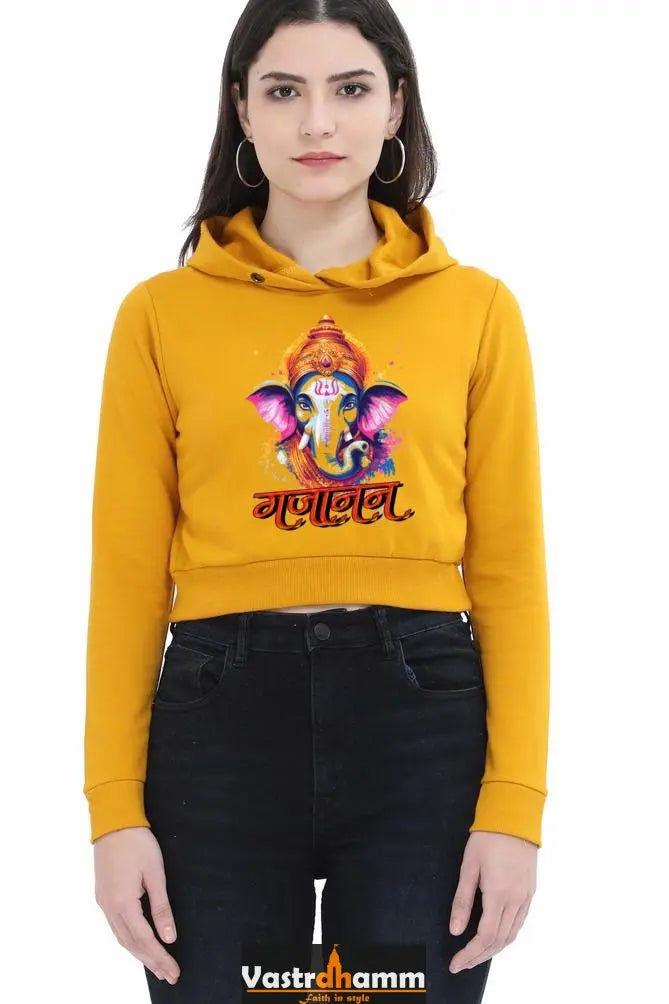 Jai Ganesha StrengthCrop Hoodies for Women Vastrdhamm