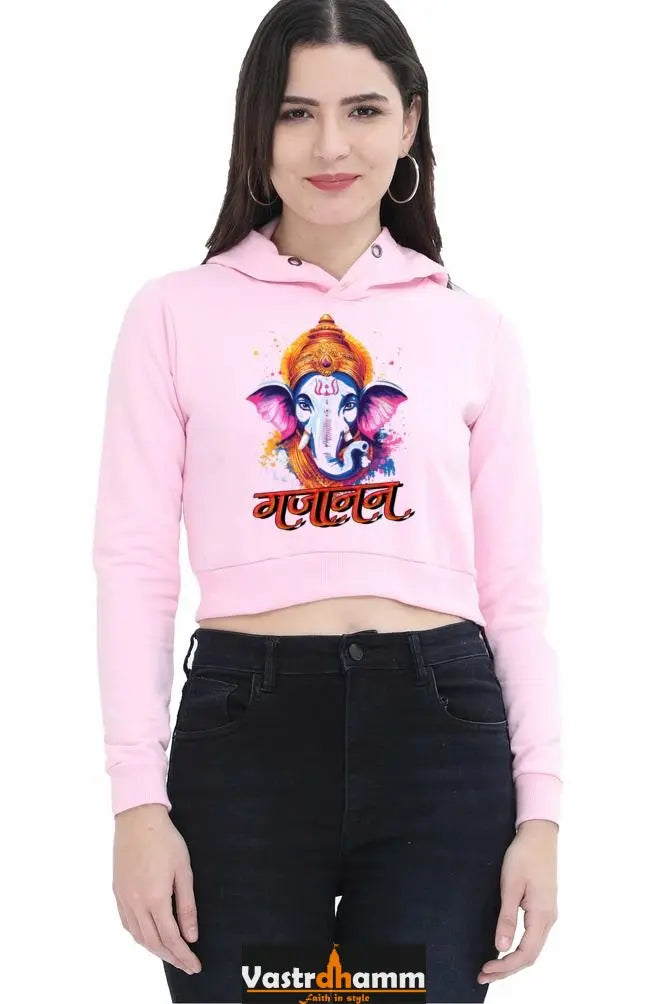 Jai Ganesha StrengthCrop Hoodies for Women Vastrdhamm