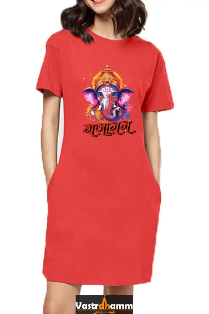 Jai Ganesha VictoryT-Shirts Dress for Women Vastrdhamm