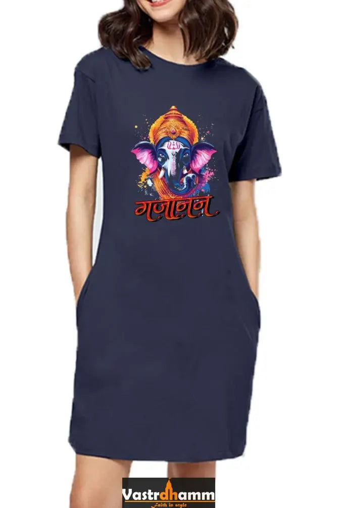 Jai Ganesha VictoryT-Shirts Dress for Women Vastrdhamm