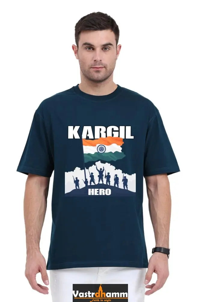 Kargil Hero: Braveheart Tribute Oversized Classic T-Shirts  for Men Vastrdhamm