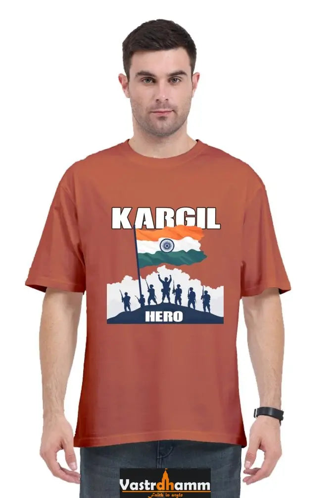 Kargil Hero: Braveheart Tribute Oversized Classic T-Shirts  for Men Vastrdhamm