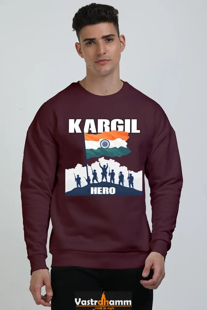 Kargil Hero: Braveheart Tribute Oversized Sweatshirt T-Shirts for Men Vastrdhamm