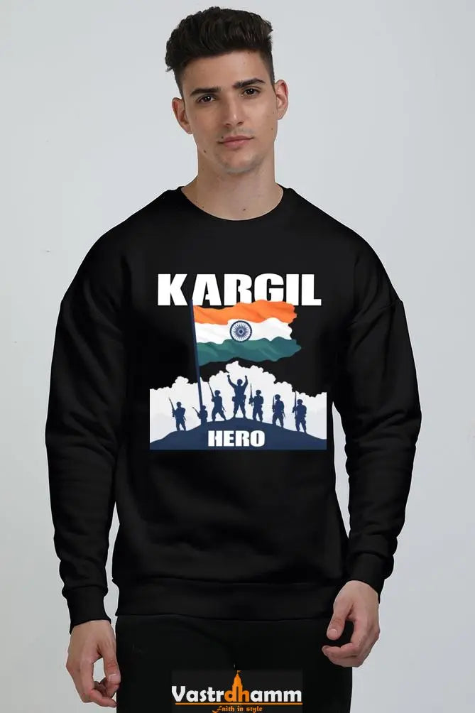 Kargil Hero: Braveheart Tribute Oversized Sweatshirt T-Shirts for Men Vastrdhamm