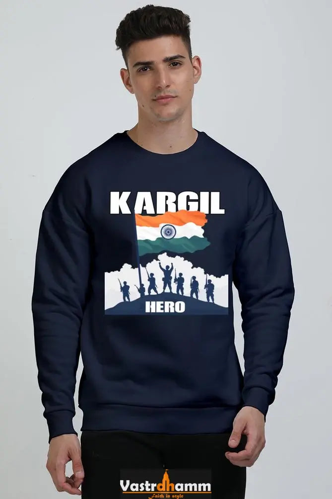 Kargil Hero: Braveheart Tribute Oversized Sweatshirt T-Shirts for Men Vastrdhamm