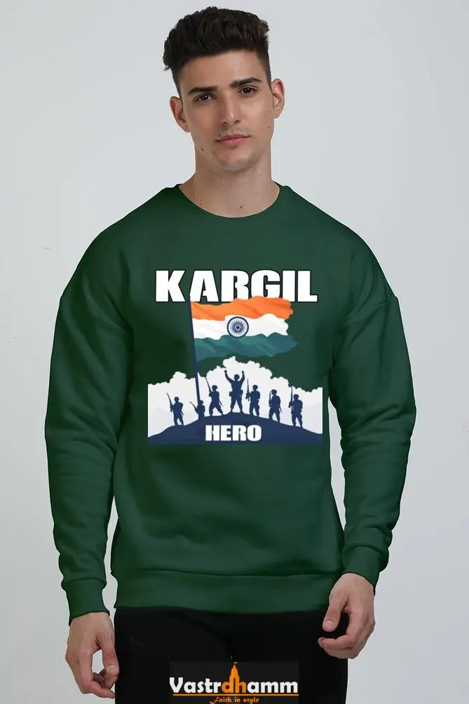 Kargil Hero: Braveheart Tribute Oversized Sweatshirt T-Shirts for Men Vastrdhamm